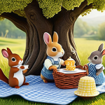 실바니안 가족을 이용한 창작 스토리 - **Prompt 1: A Nostalgic Sylvanian Picnic in a Golden Meadow**
    "A heartwarming scene depicting a ...