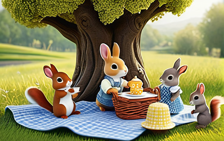실바니안 가족을 이용한 창작 스토리 - **Prompt 1: A Nostalgic Sylvanian Picnic in a Golden Meadow**
"A heartwarming scene depicting a ...
