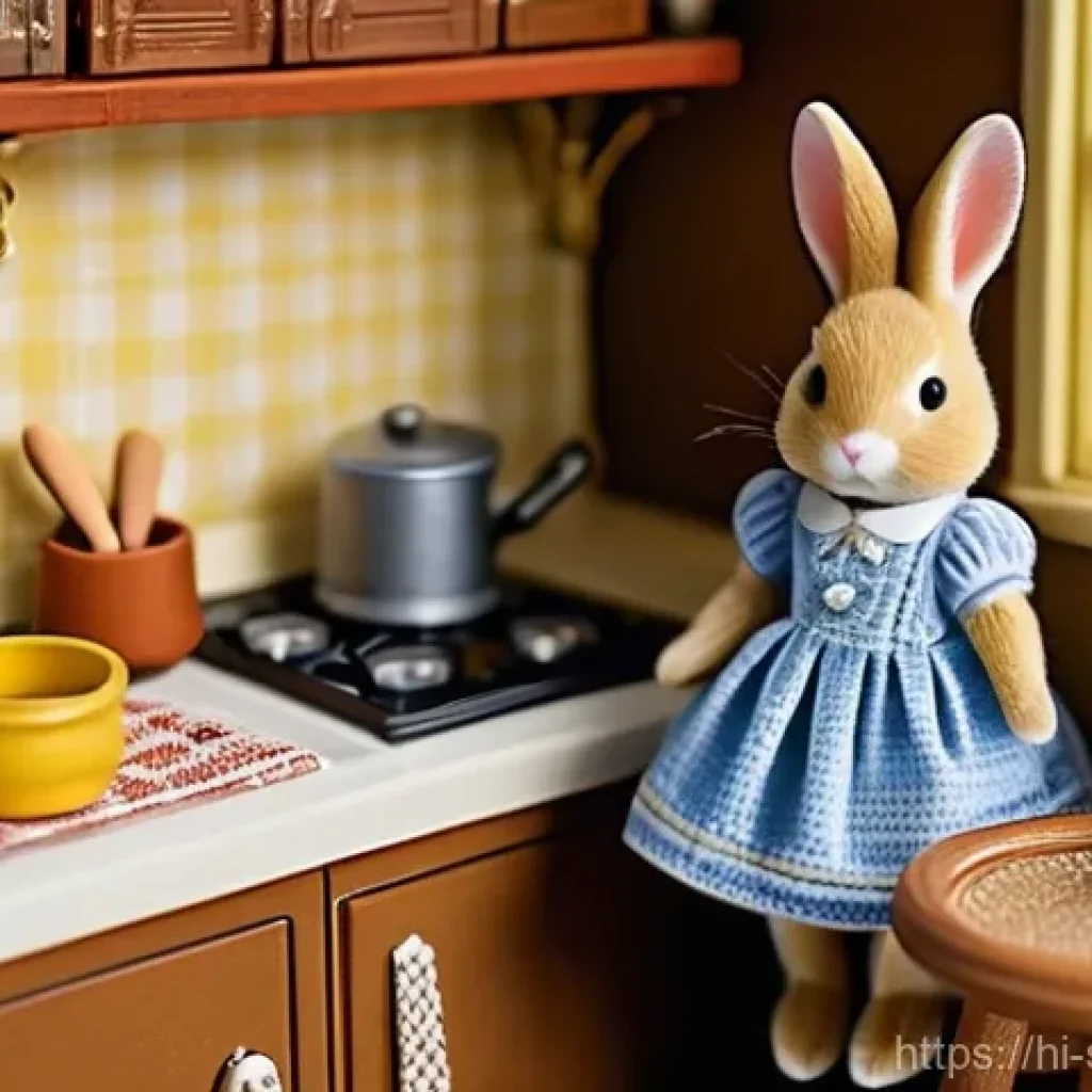 실바니안 가족 캐릭터 성격 별 특징 - **Prompt:** A heartwarming and nostalgic illustration of Freya Chocolate Rabbit, from the Sylvanian ...