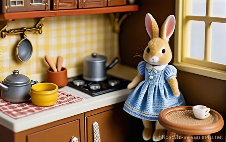 실바니안 가족 캐릭터 성격 별 특징 - **Prompt:** A heartwarming and nostalgic illustration of Freya Chocolate Rabbit, from the Sylvanian ...