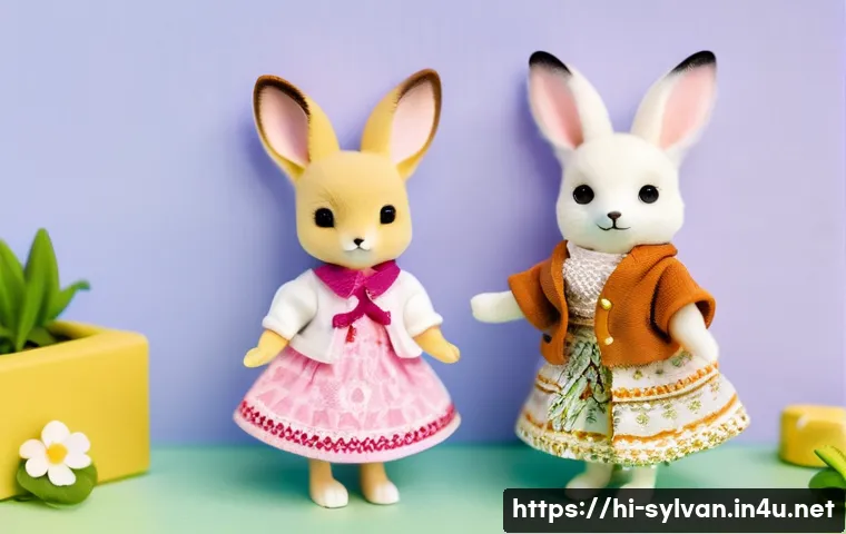실바니안 가족과 콜라보 상품 사례 - **Prompt:** A whimsical, ultra-detailed diorama showcasing the Sylvanian Families Chocolate Rabbit s...